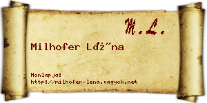 Milhofer Léna névjegykártya